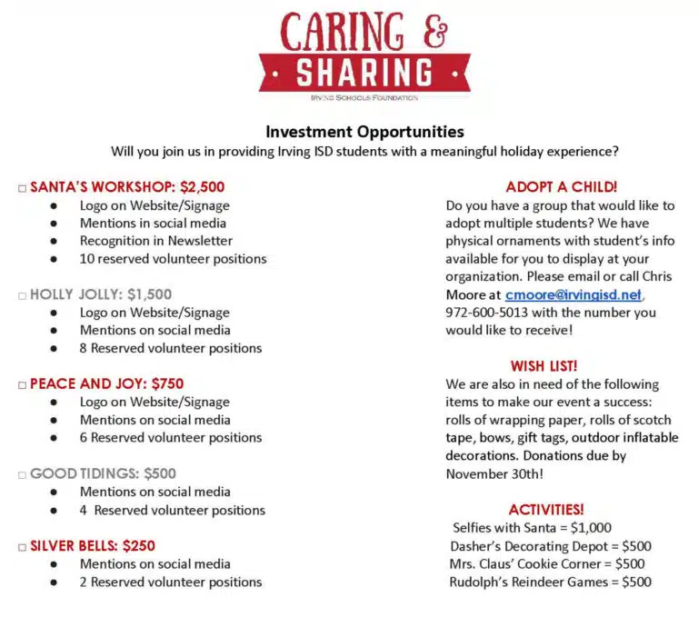 Caring Sharing 2024 Sponsorship Opportunities 1
